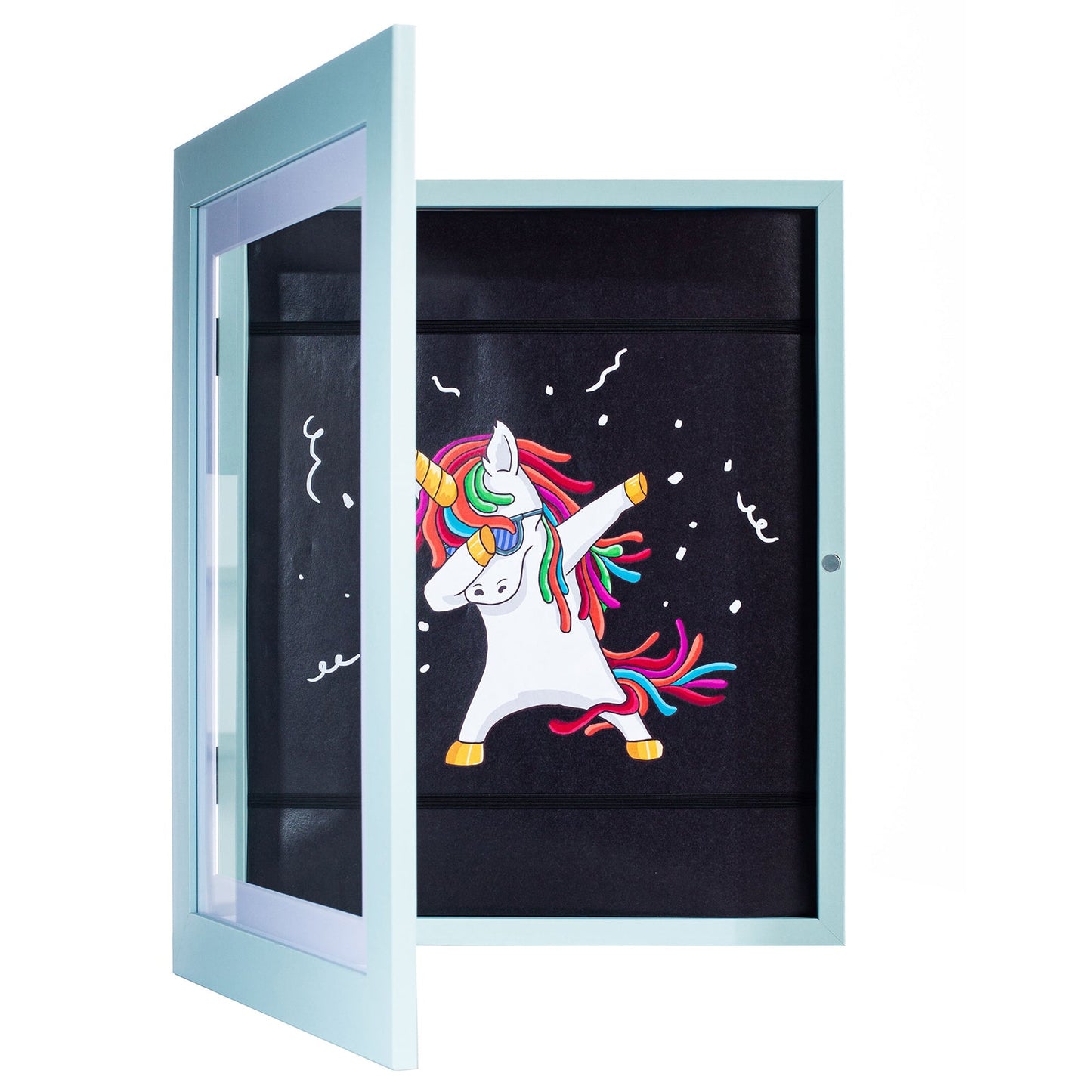 10" x 12.5" Light Blue MDF Wood Kids Art Picture Frame with Elastic Straps