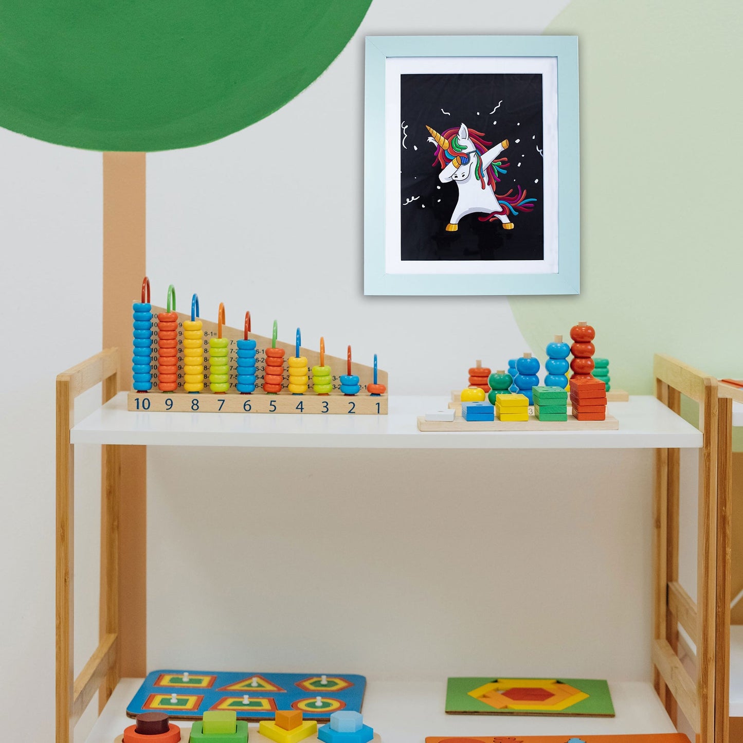 10" x 12.5" Light Blue MDF Wood Kids Art Picture Frame with Elastic Straps