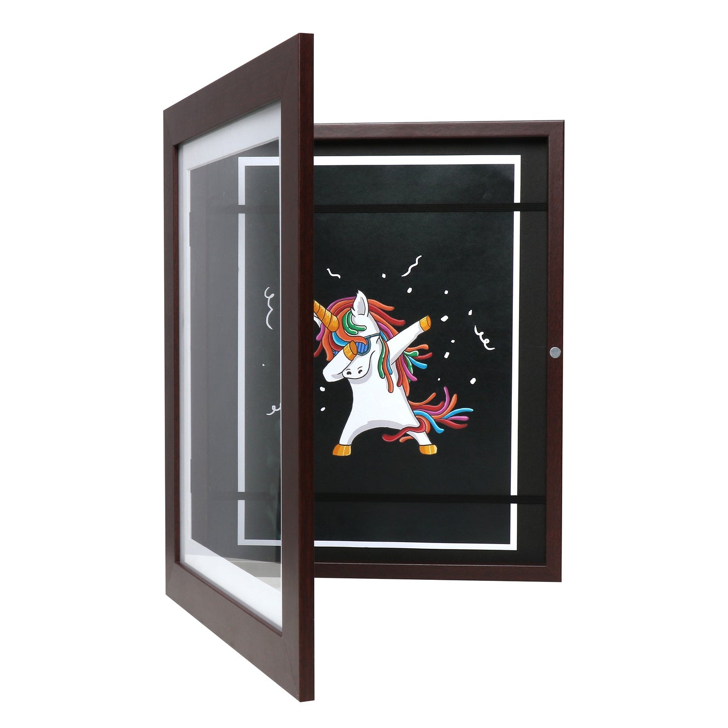 10" x 12.5" Mahogany Wood Children's Art Picture Frame with Elastic Straps