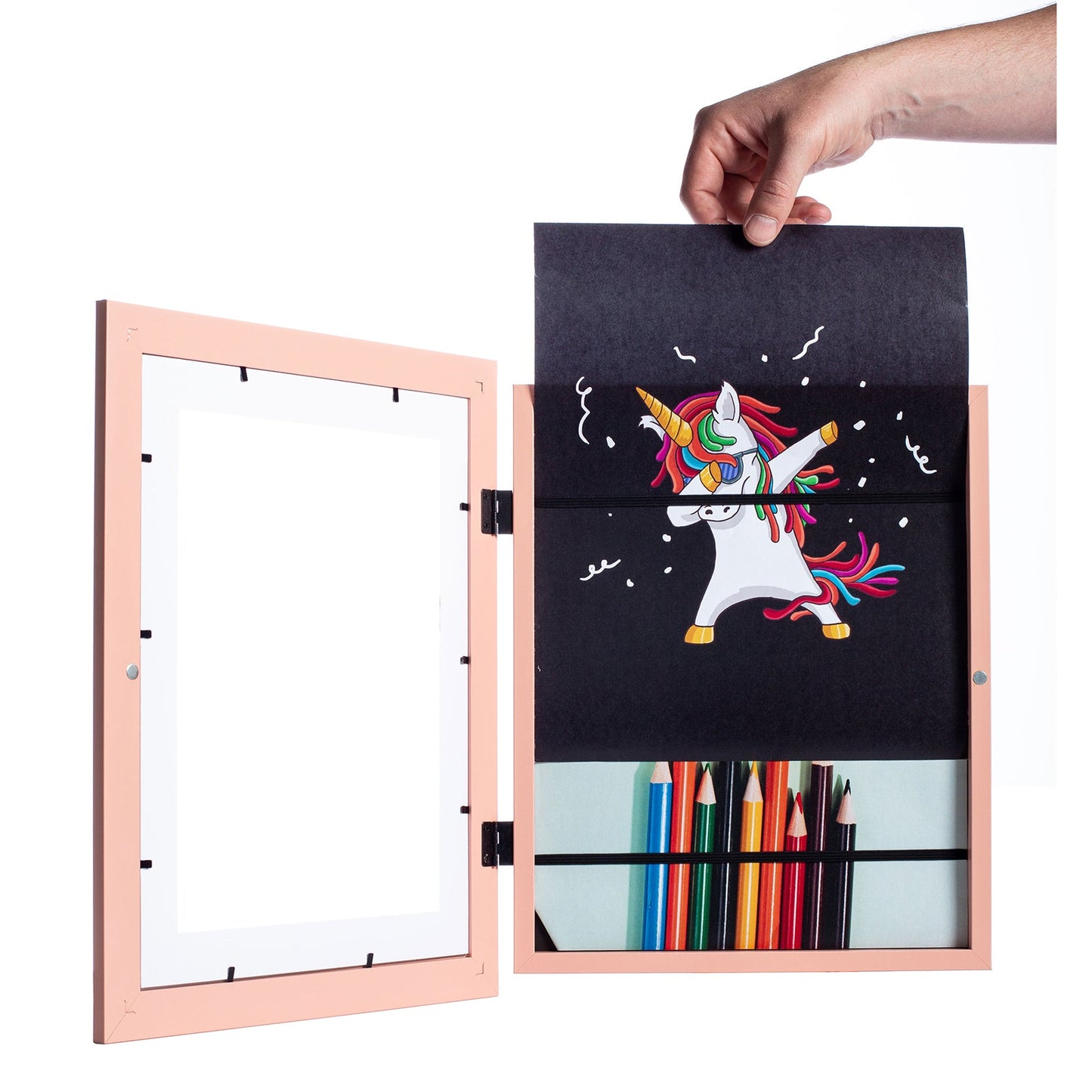 10" x 12.5" Pink MDF Wood Kids Art Picture Frame with Elastic Straps