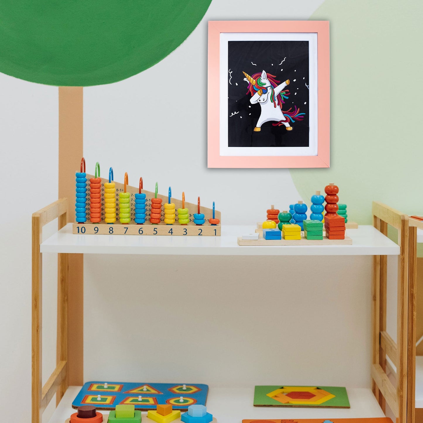 10" x 12.5" Pink MDF Wood Kids Art Picture Frame with Elastic Straps