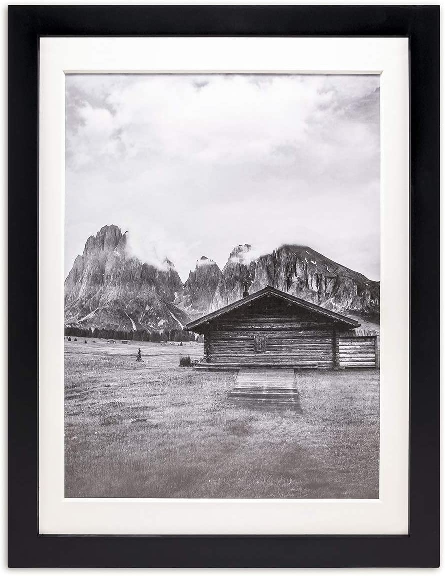 10" x 13" Black Pine Wood 4 Pack Picture Frames, 8 1/2" x 11" Matted