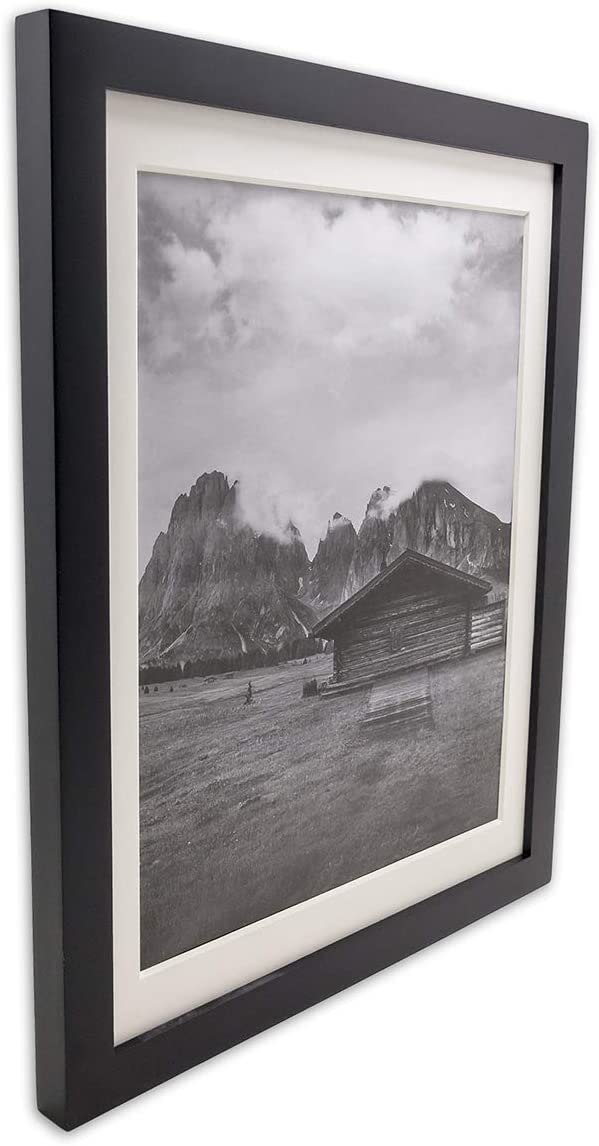 10" x 13" Black Pine Wood 4 Pack Picture Frames, 8 1/2" x 11" Matted