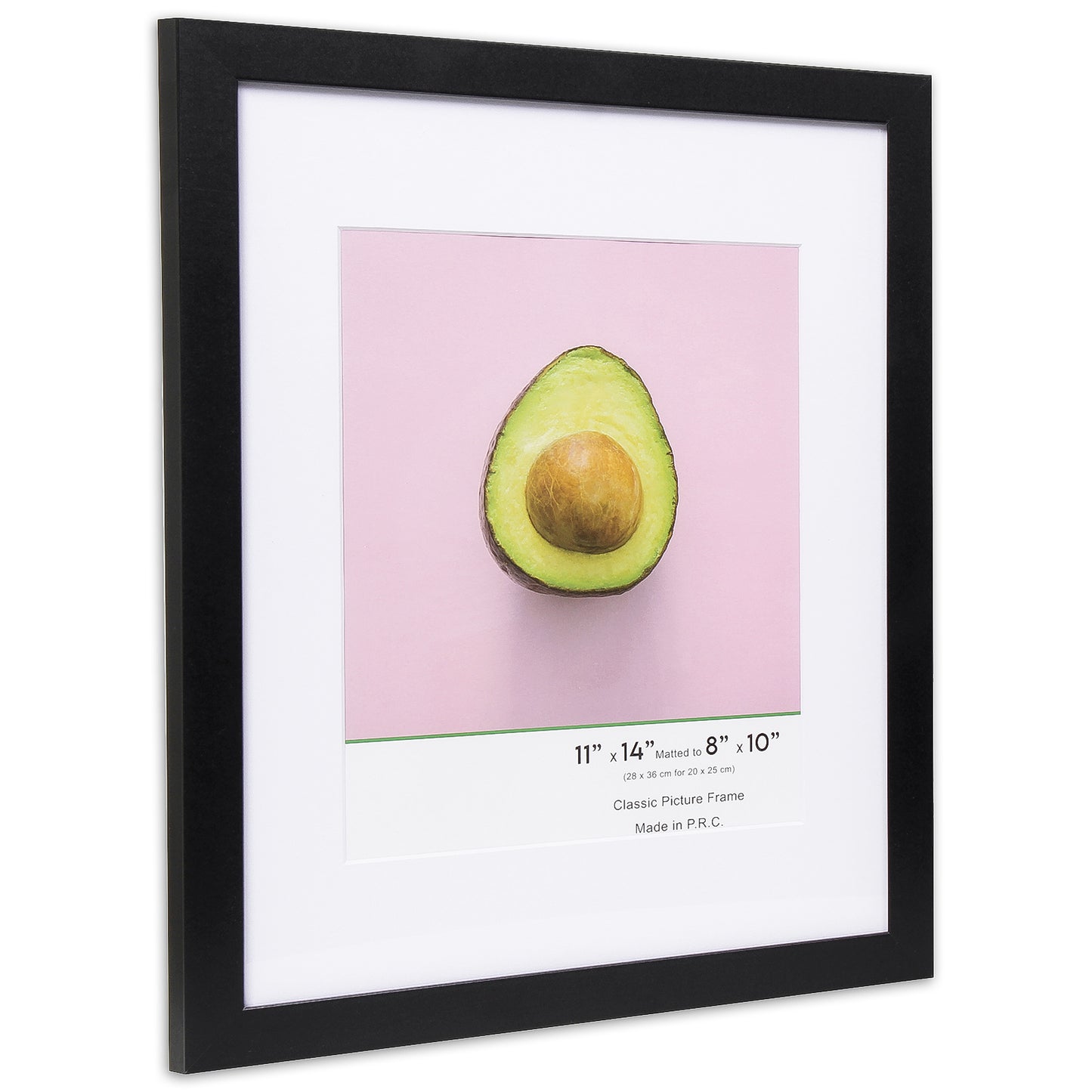 11" x 14” Classic Black MDF Wood Picture Frame with Tempered Glass, 8" x 10" Matted