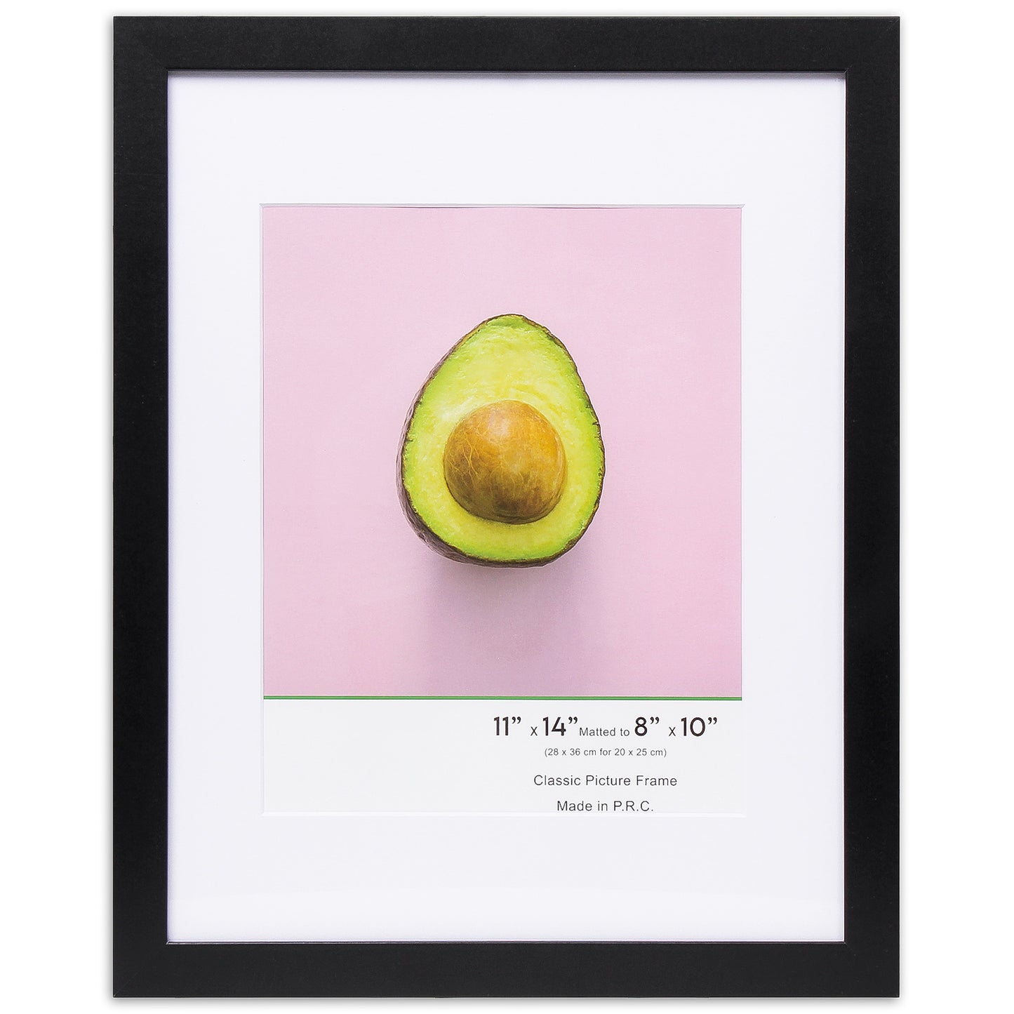 11" x 14” Classic Black MDF Wood Picture Frame with Tempered Glass, 8" x 10" Matted