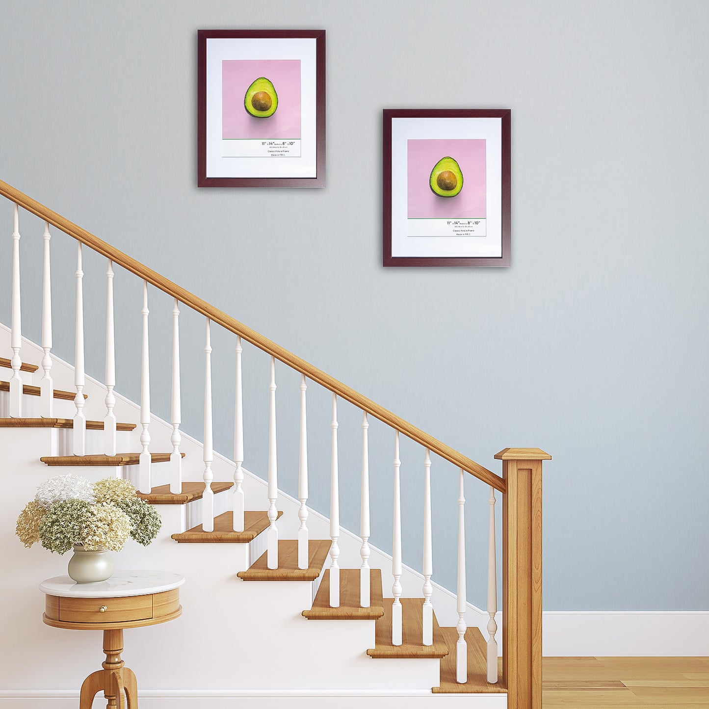 11" x 14” Classic Mahogany MDF Wood Picture Frame with Tempered Glass, 8" x 10" Matted