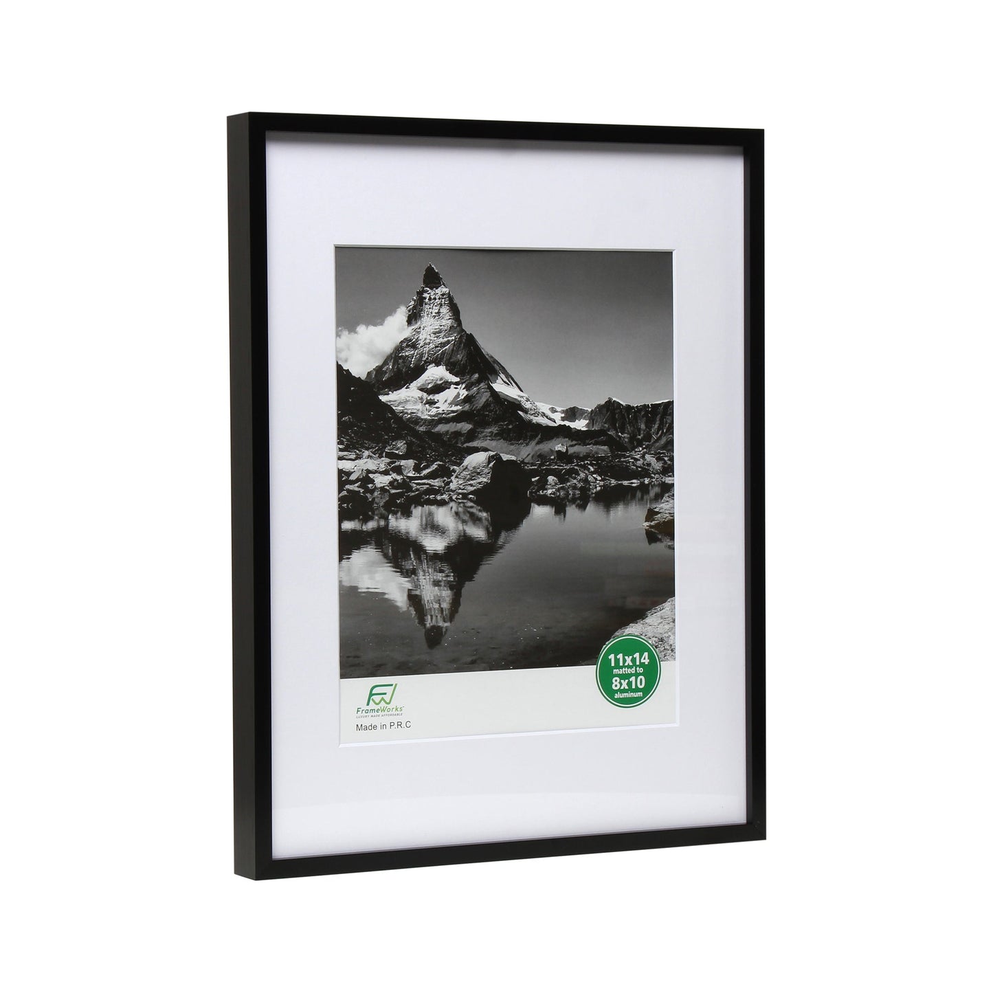 11" x 14" Deluxe Black Aluminum Contemporary Picture Frame, 8" x 10" Matted