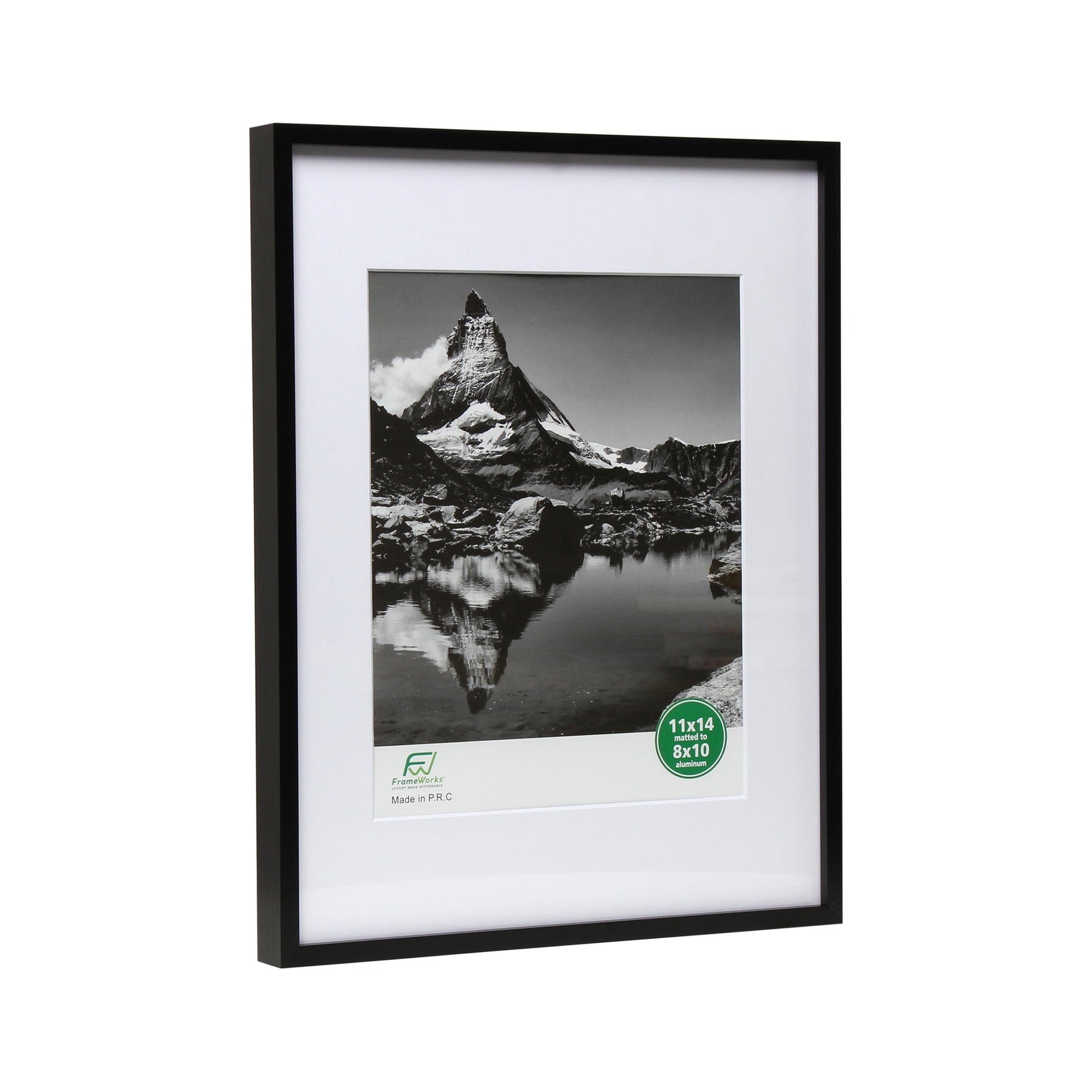 11" x 14" Deluxe Black Aluminum Contemporary Picture Frame, 8" x 10" Matted