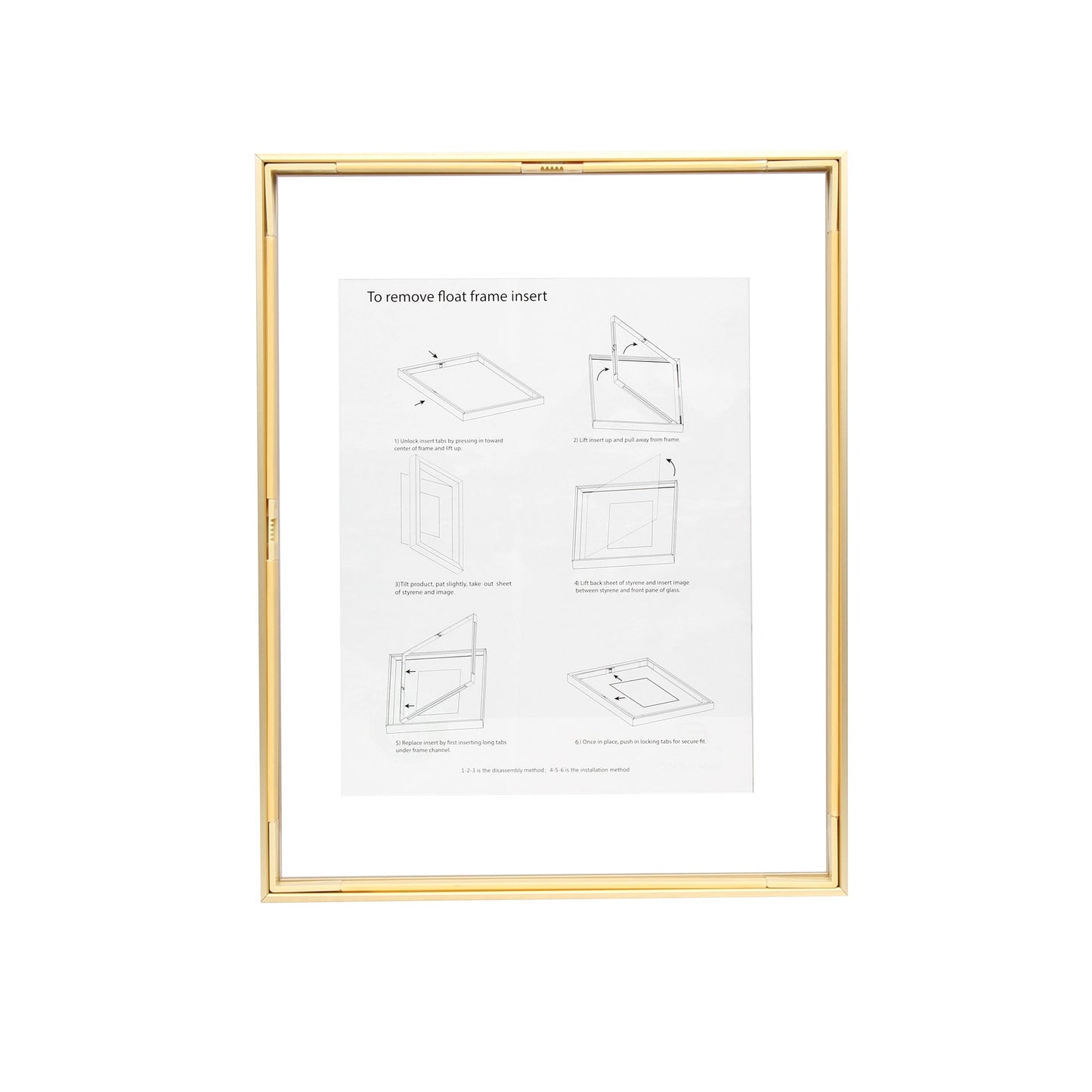 11" x 14" Deluxe Brass Gold Aluminum Contemporary Floating Picture Frame with Tempered Glass