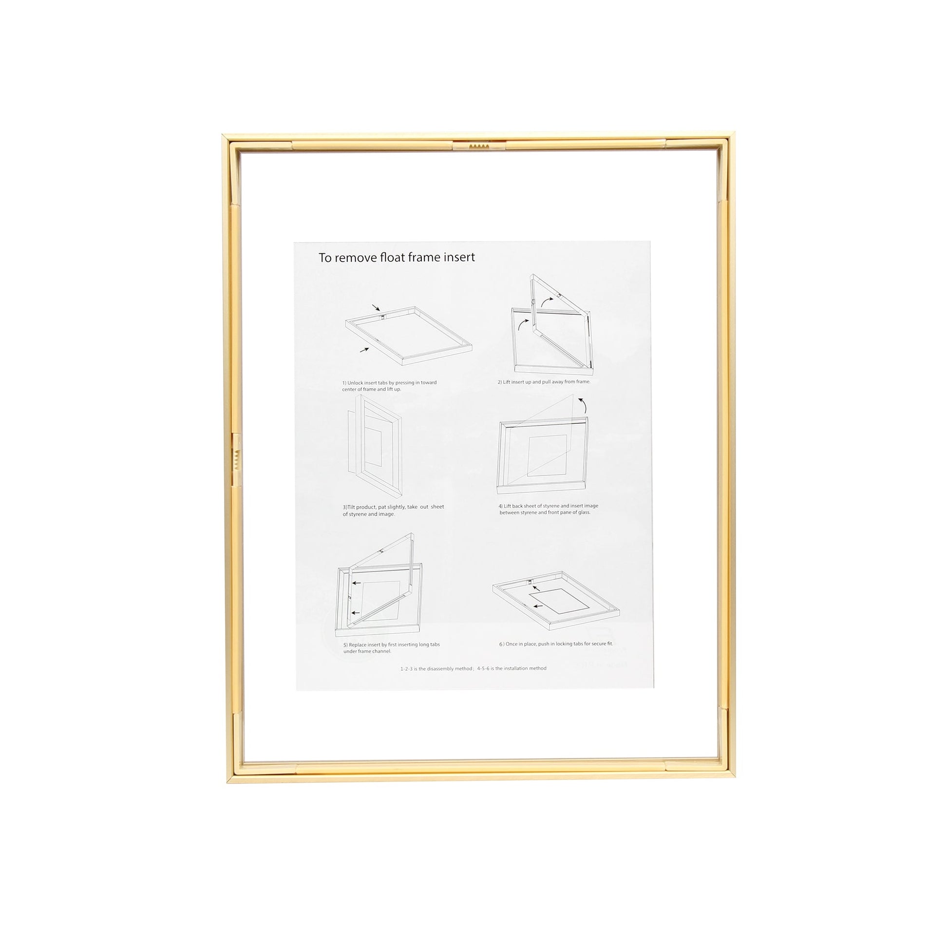 11" x 14" Deluxe Brass Gold Aluminum Contemporary Floating Picture Frame with Tempered Glass