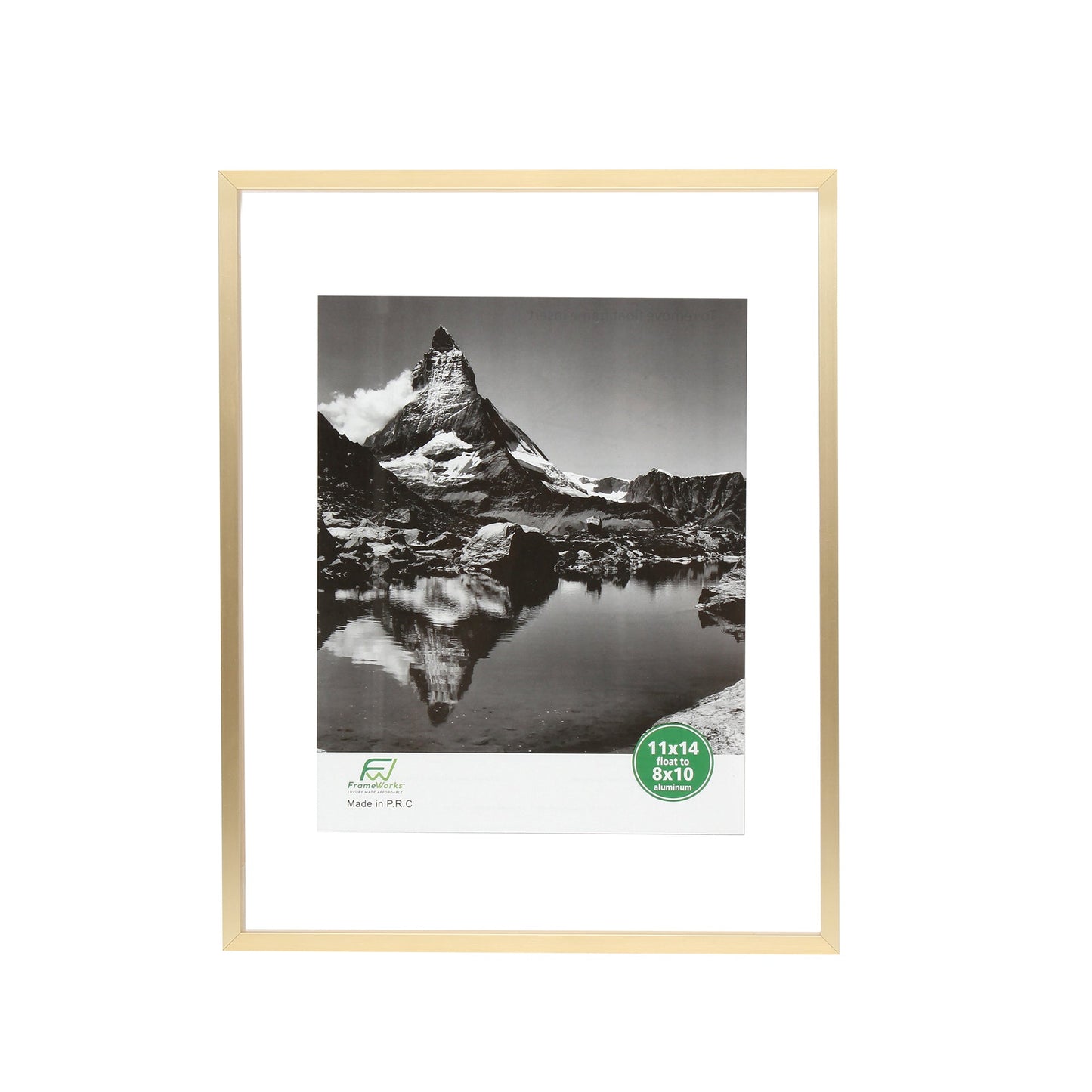 11" x 14" Deluxe Brass Gold Aluminum Contemporary Floating Picture Frame with Tempered Glass