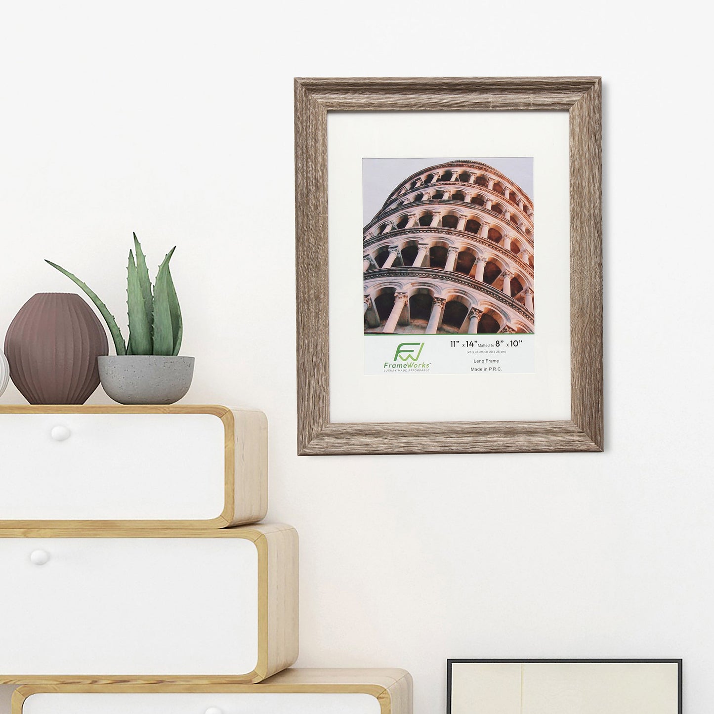 11" x 14" Rustic Wood 2-Pack Picture Frames with Molded Edges, 8" x 10" Matted