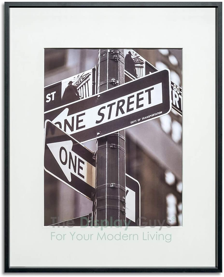 11" x 14" Satin Black Aluminum Picture Frame with Tempered Glass, 8" x 10" Matted