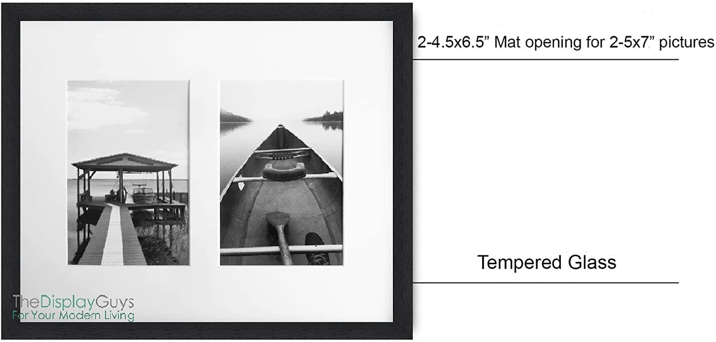 11" x 14" V-Series Black Wooden Picture Frame for Two 5" x 7" Photos