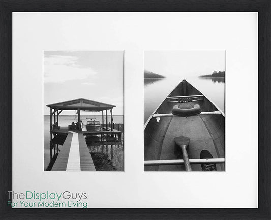 11" x 14" V-Series Black Wooden Picture Frame for Two 5" x 7" Photos