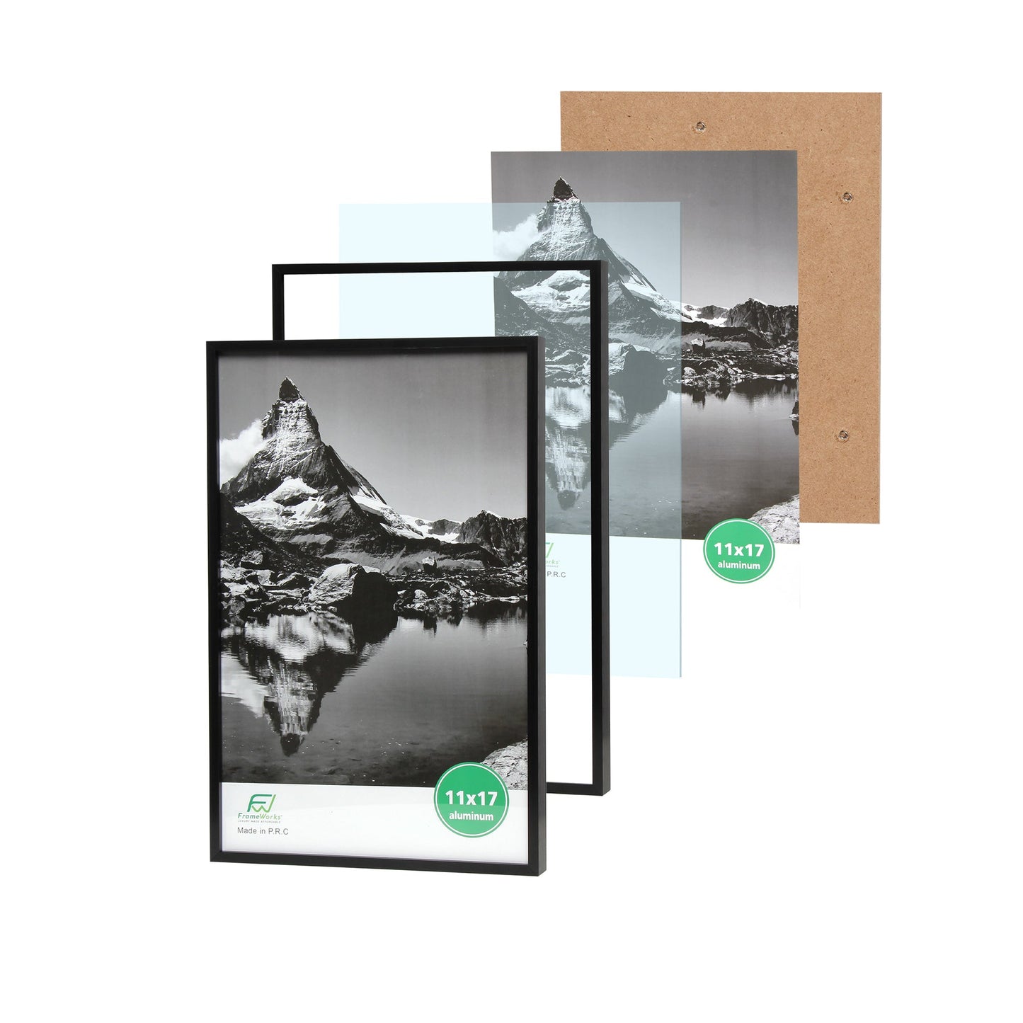 11" x 17" Deluxe Black Aluminum Contemporary Picture Frame with Tempered Glass