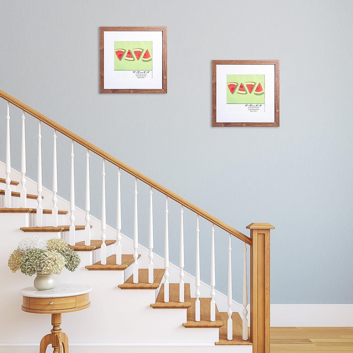 12" x 12” Classic Dark Oak MDF Wood Picture Frame with Tempered Glass, 8" x 8" Matted