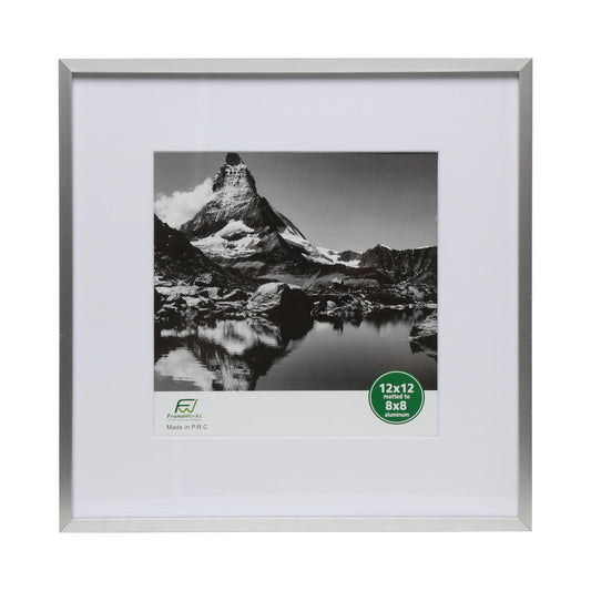 12" x 12" Deluxe Silver Aluminum Contemporary Picture Frame, 8" x 8" Matted