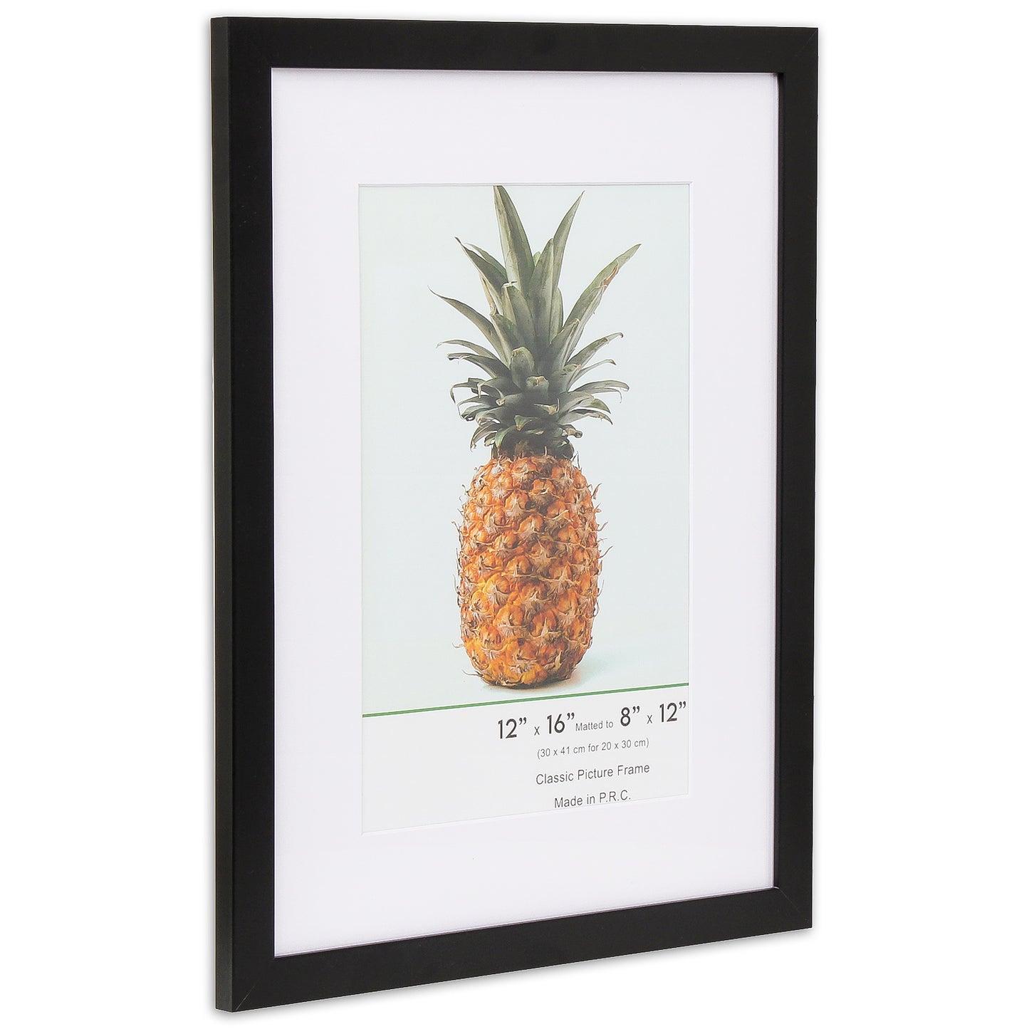 12" x 16” Classic Black MDF Wood Picture Frame with Tempered Glass, 8" x 12" Matted