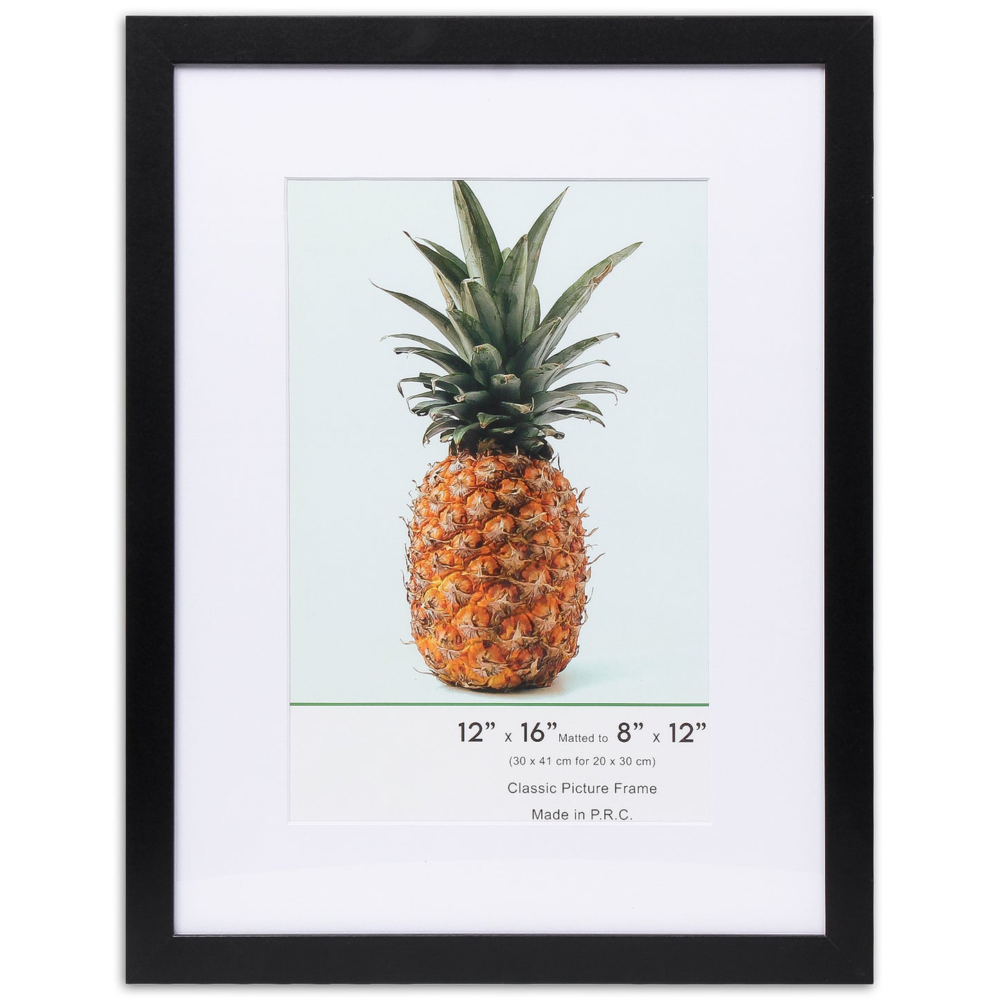 12" x 16” Classic Black MDF Wood Picture Frame with Tempered Glass, 8" x 12" Matted