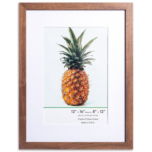 12" x 16” Classic Dark Oak MDF Wood Picture Frame with Tempered Glass, 8" x 12" Matted