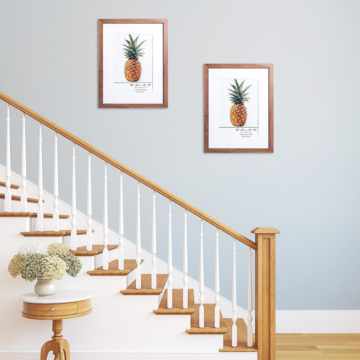 12" x 16” Classic Dark Oak MDF Wood Picture Frame with Tempered Glass, 8" x 12" Matted