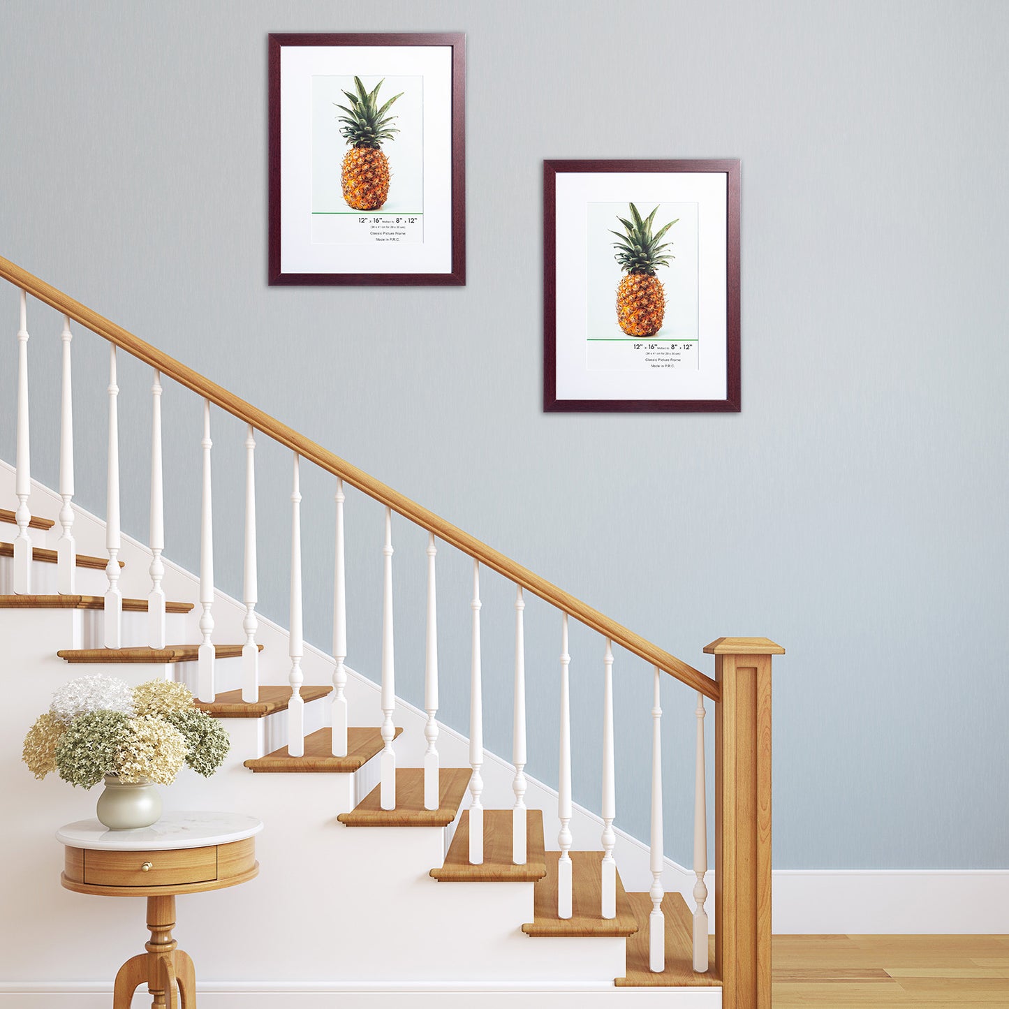 12" x 16” Classic Mahogany MDF Wood Picture Frame with Tempered Glass, 8" x 12" Matted