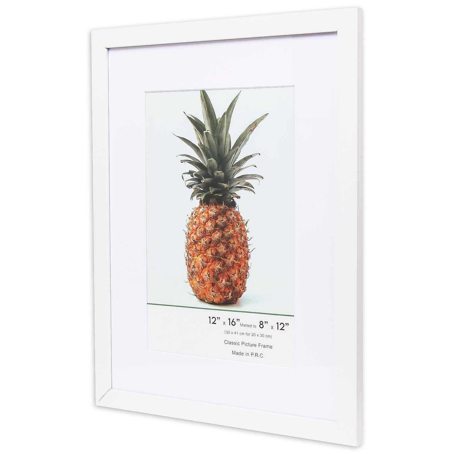 12" x 16” Classic White MDF Wood Picture Frame with Tempered Glass, 8" x 12" Matted