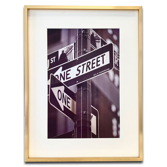 12" x 16" Gold Aluminum Picture Frame with Tempered Glass, 8" x 12" Matted