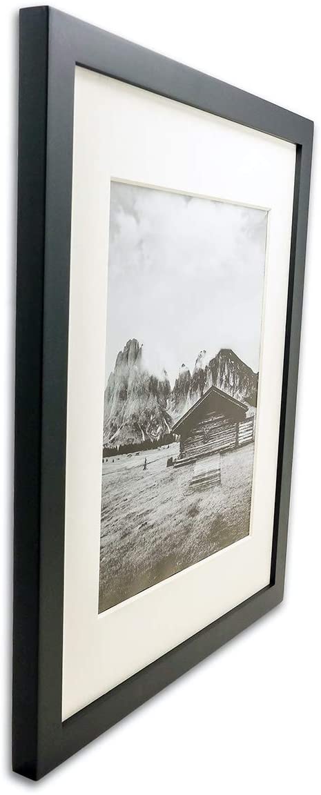 12" x 18" Black Pine Wood 4 Pack Picture Frames, 11" x 17" Matted