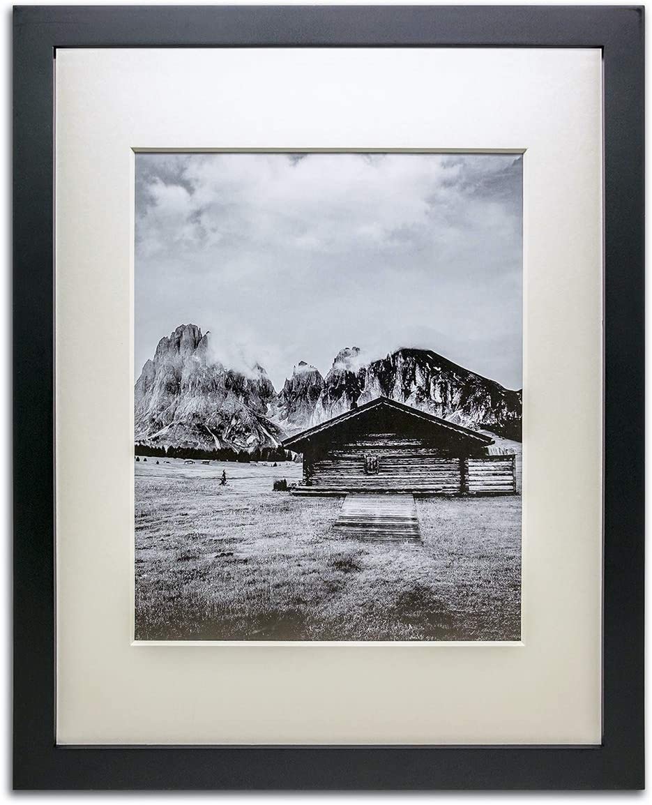 12" x 18" Black Pine Wood 4 Pack Picture Frames, 11" x 17" Matted