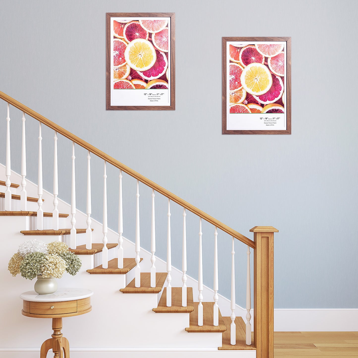 12" x 18” Classic Dark Oak MDF Wood Picture Frame with Tempered Glass, 11" x 17" Matted