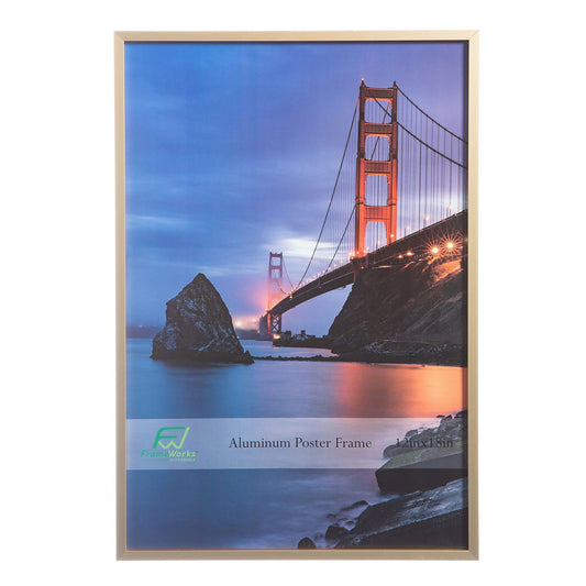 12" x 18" Gold Brushed Aluminum Poster Picture Frame with Plexiglass