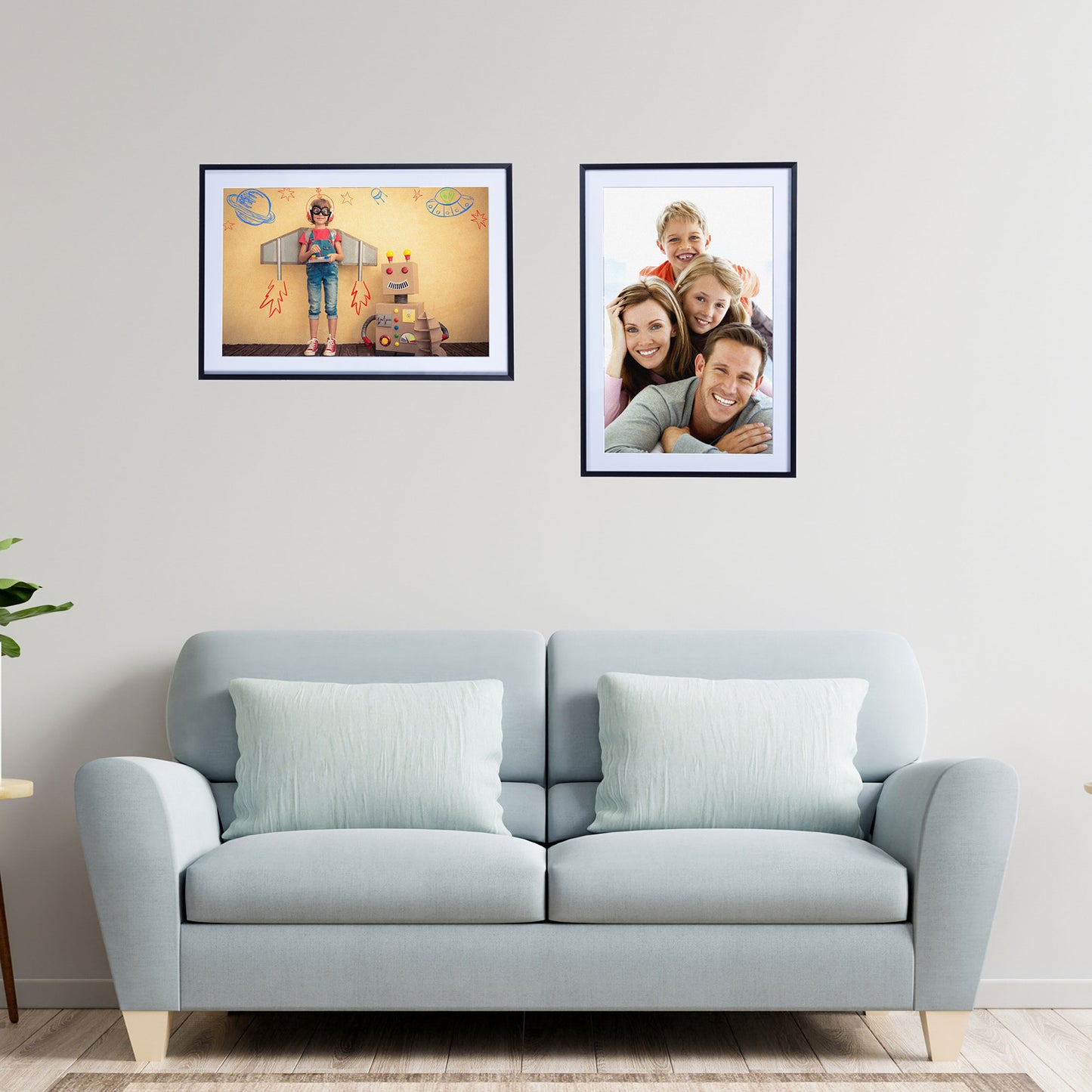 13" x 19" Deluxe Black Aluminum Contemporary Picture Frame, 11" x 17" Matted