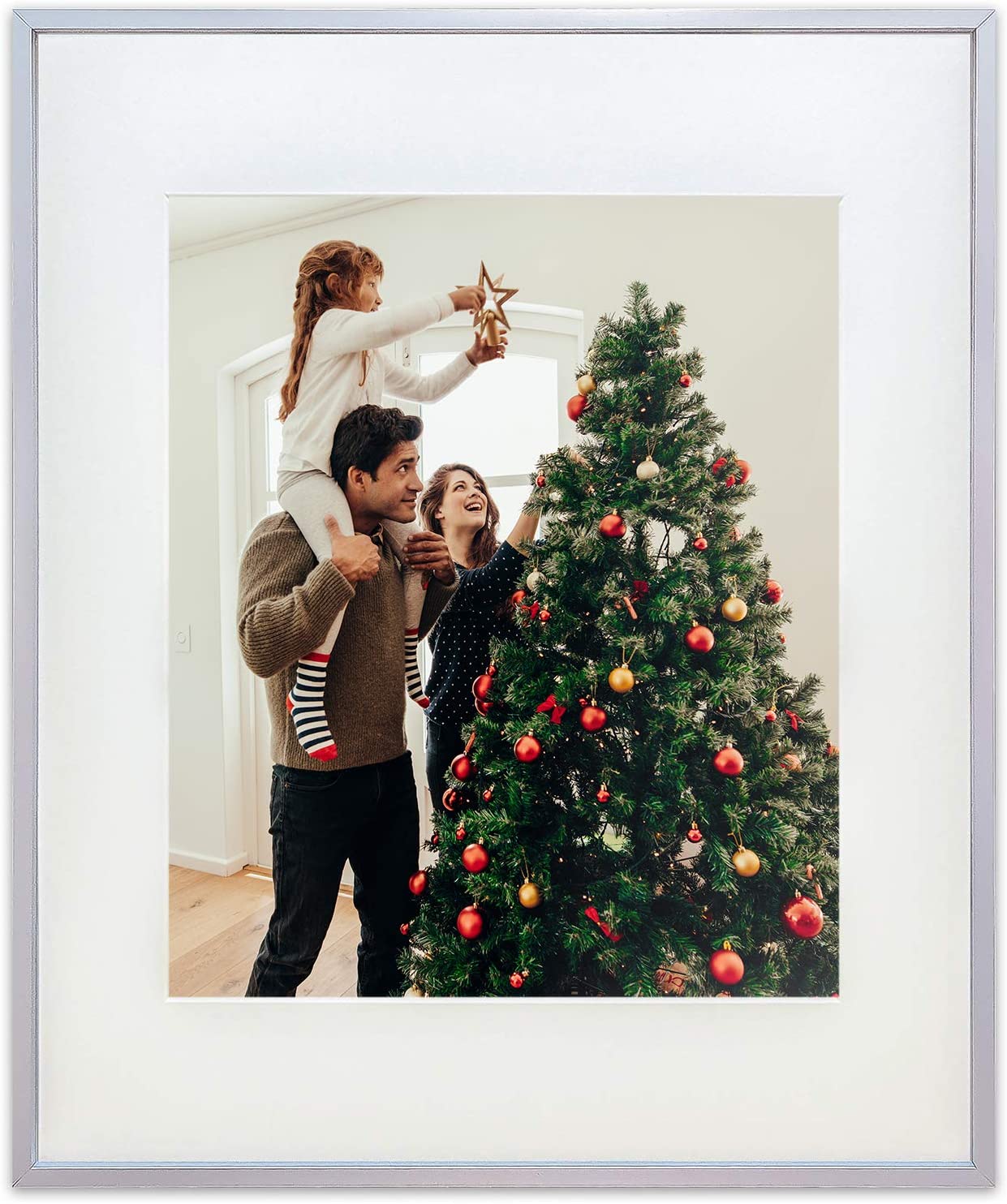 11" x 14" Aluminum Metal Picture Frame with Tempered Glass, 8" x 10" Matted