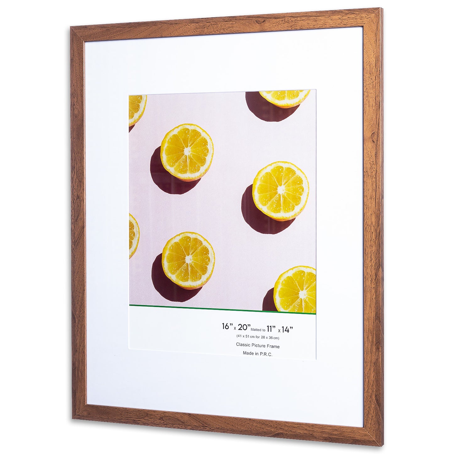16" x 20” Classic Dark Oak MDF Wood Picture Frame with Tempered Glass, 11" x 14" Matted