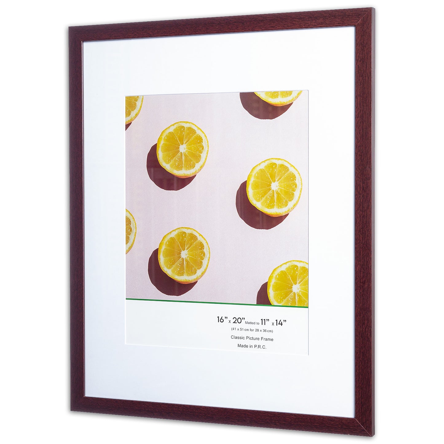 16" x 20” Classic Mahogany MDF Wood Picture Frame with Tempered Glass, 11" x 14" Matted