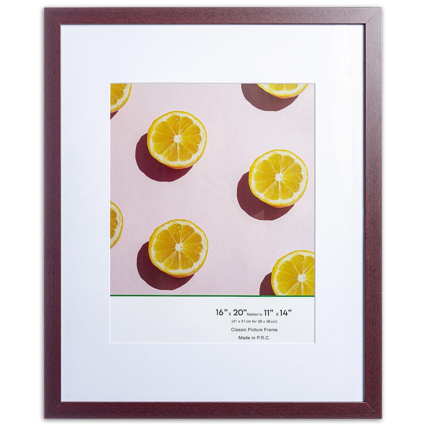 16" x 20” Classic Mahogany MDF Wood Picture Frame with Tempered Glass, 11" x 14" Matted