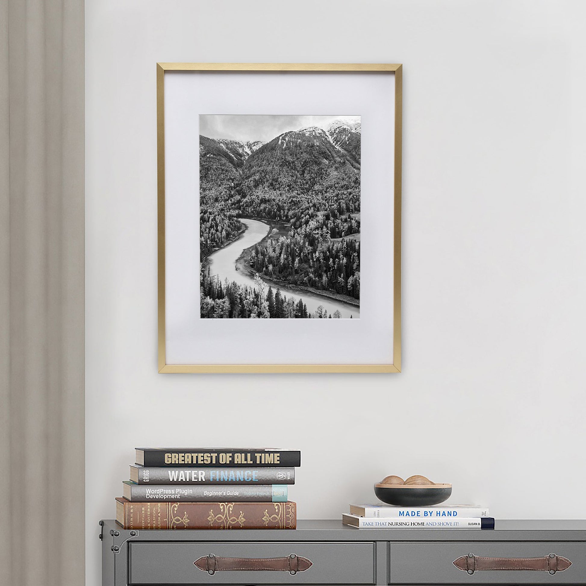 16" x 20" Deluxe Brass Gold Aluminum Contemporary Picture Frame, 11" x 14" Matted