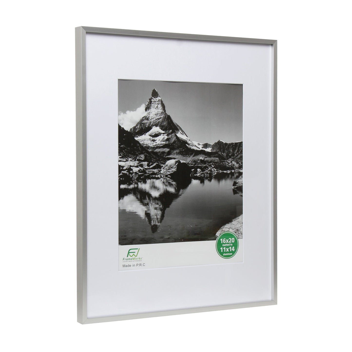 16" x 20" Deluxe Silver Aluminum Contemporary Picture Frame, 11" x 14" Matted