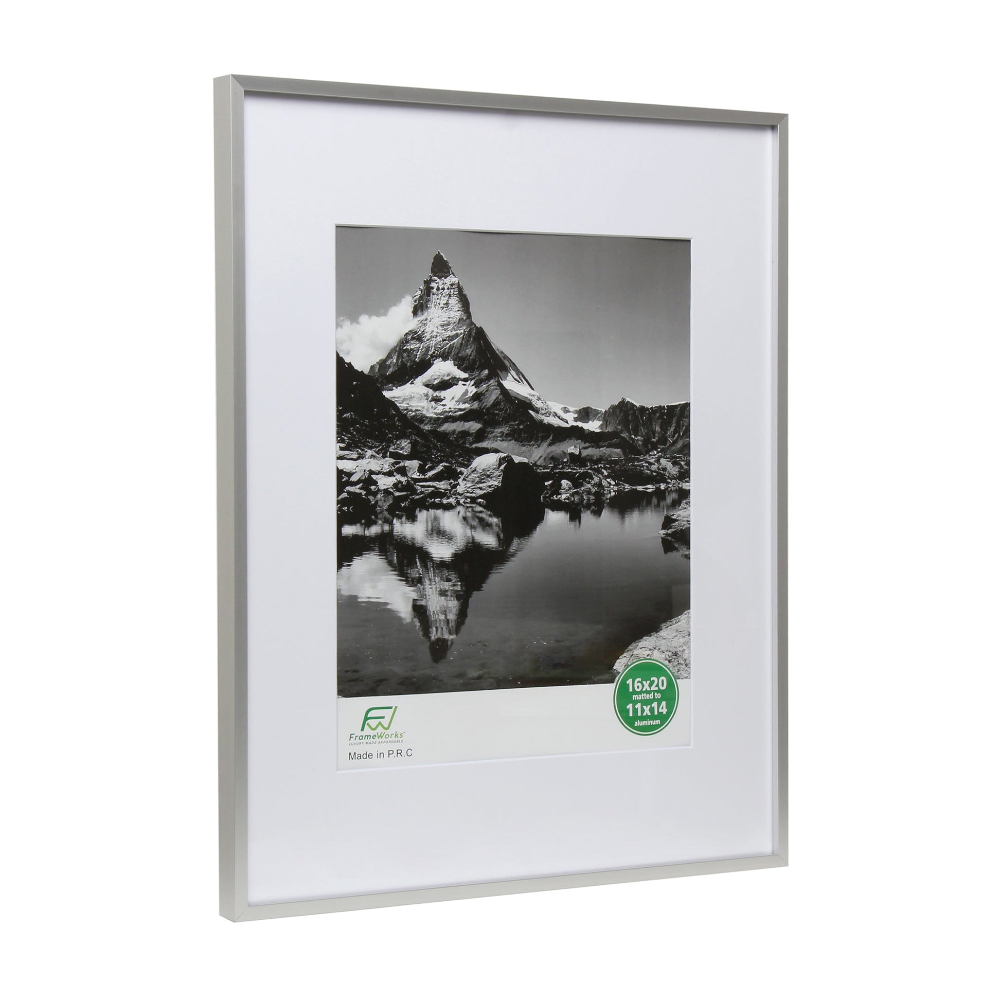 16" x 20" Deluxe Silver Aluminum Contemporary Picture Frame, 11" x 14" Matted