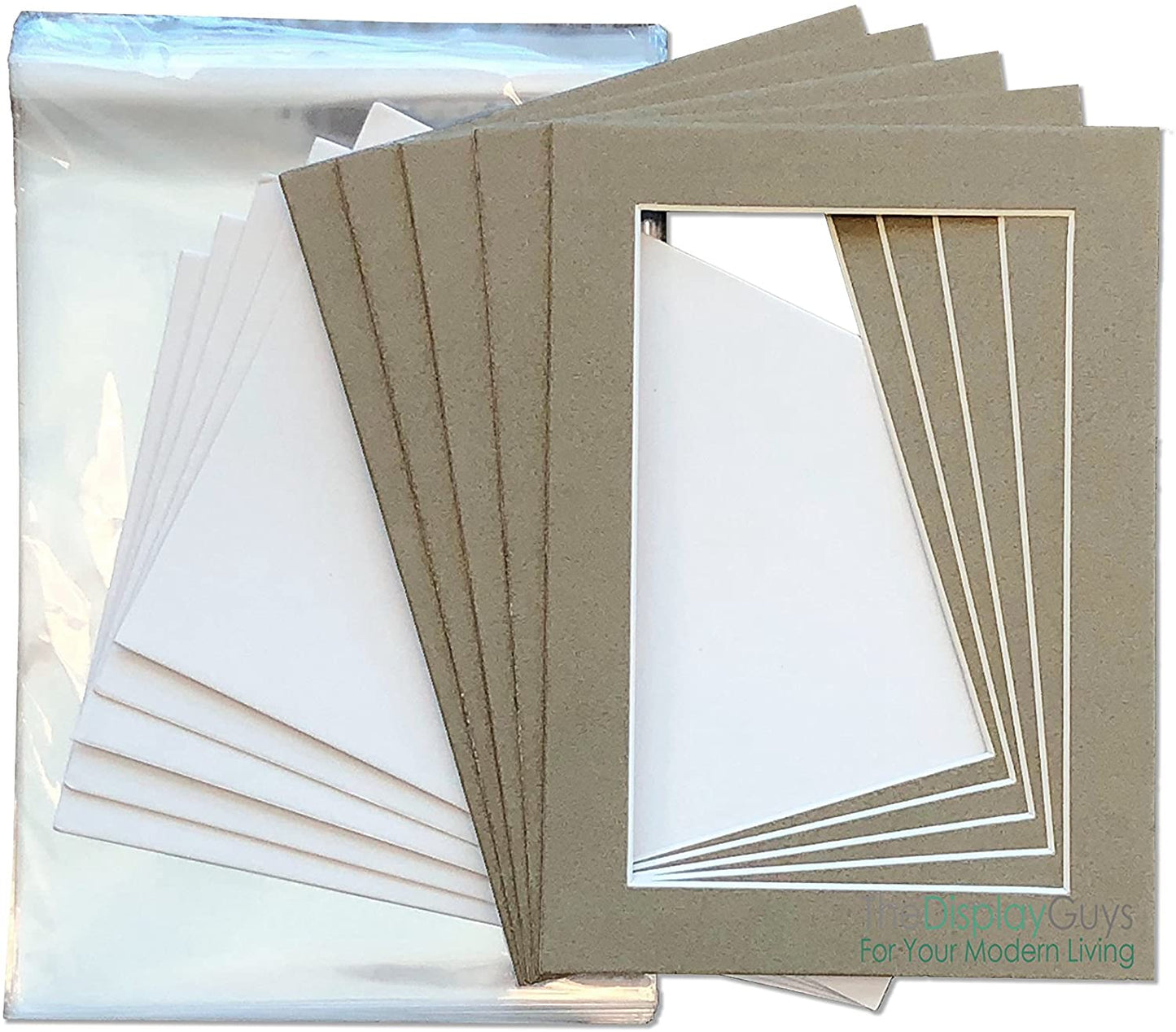 18" x 24" 25 Pack of Textured Gray Mat Boards, Backing Boards and Plastic Bags