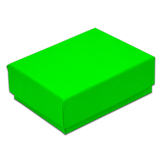 2 1/8" x 1 5/8" x 3/4" Neon Green Cotton Filled Paper Box (25-Pack)