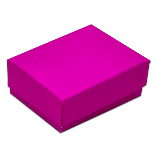 2 1/8" x 1 5/8" x 3/4" Neon Purple Cotton Filled Paper Box (25-Pack)