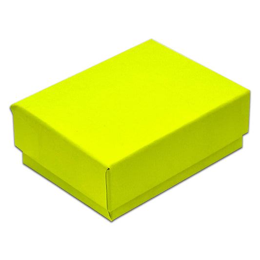 2 1/8" x 1 5/8" x 3/4" Neon Yellow Cotton Filled Paper Box (25-Pack)
