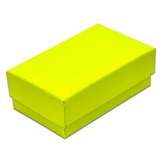 2 5/8" x 1 5/8" x 1" Neon Yellow Cotton Filled Paper Box (25-Pack)