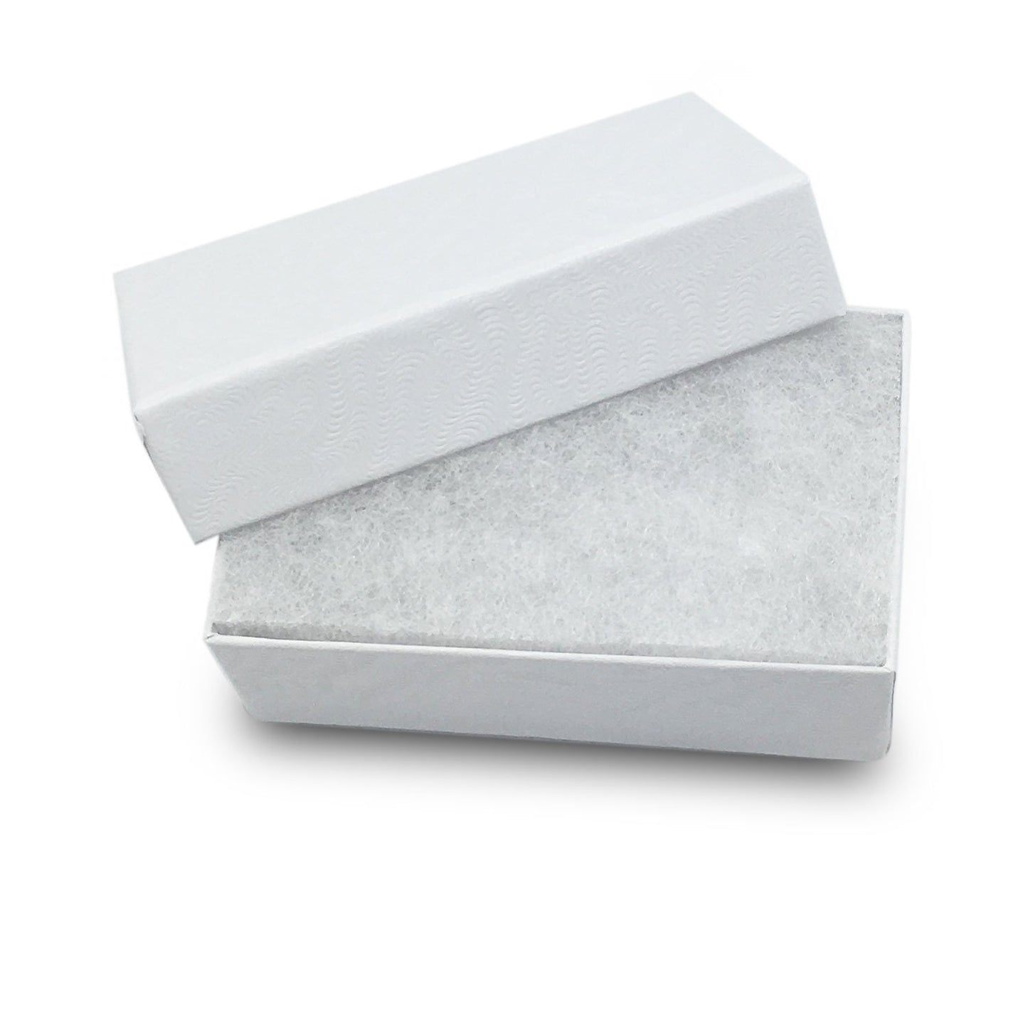 2 5/8" x 1 1/2" x 1" White Cotton Filled Paper Box