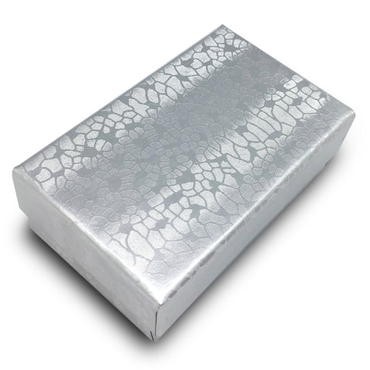 2 5/8" x 1 1/2" x 1" Silver Cotton Filled Box