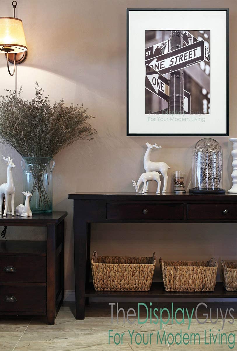 20" x 24" Satin Black Aluminum Picture Frame with Tempered Glass, 16" x 20" Matted