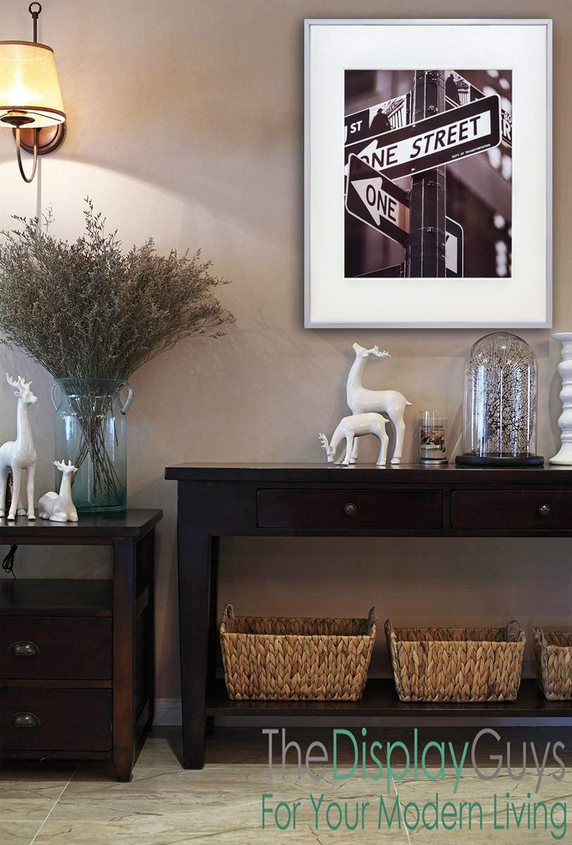 20" x 24" Silver Aluminum Picture Frame with Tempered Glass, 16" x 20" Matted